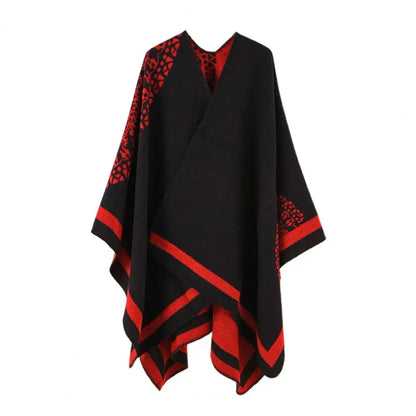 Women Poncho Thermal Patchwork Soft Touching Women Cape Coat Imitated