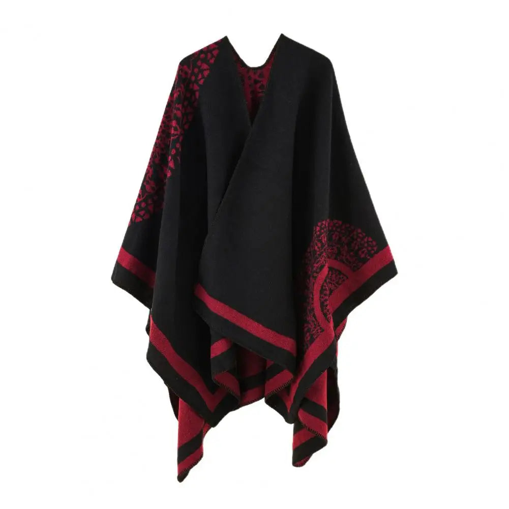 Women Poncho Thermal Patchwork Soft Touching Women Cape Coat Imitated