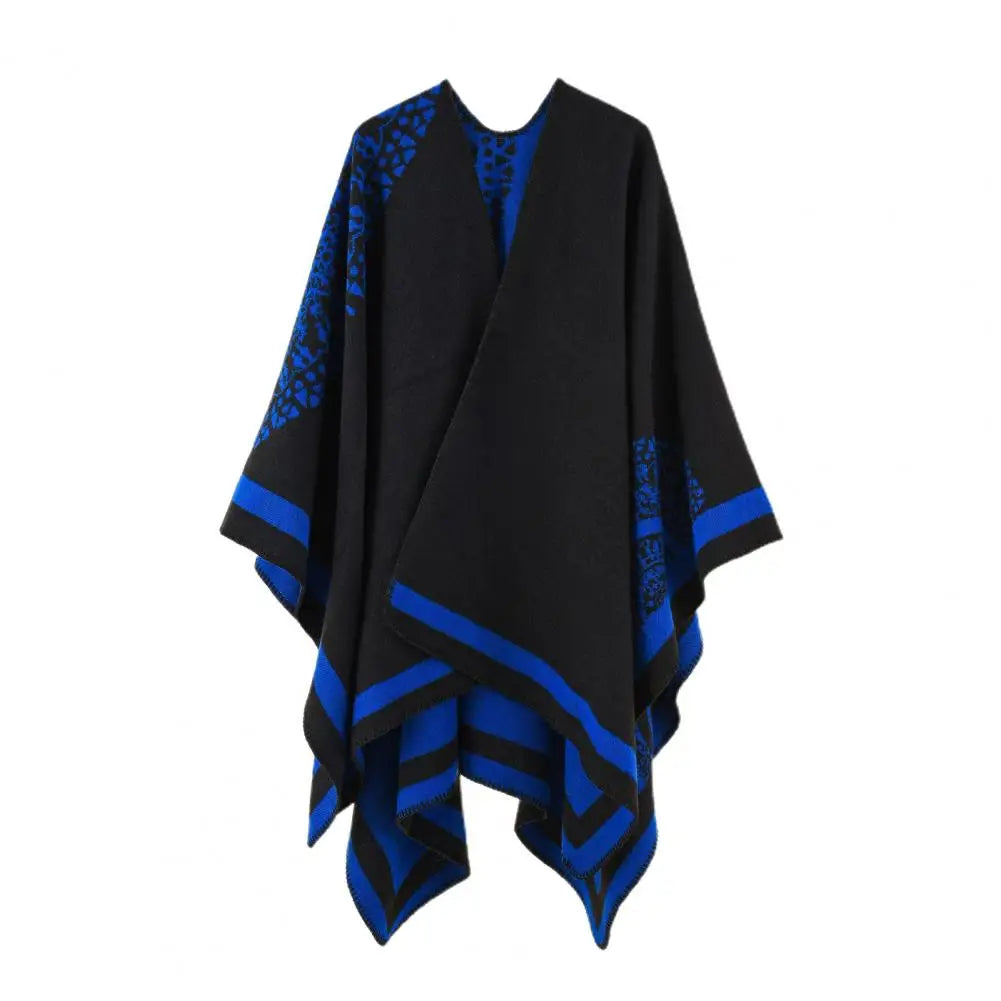 Women Poncho Thermal Patchwork Soft Touching Women Cape Coat Imitated