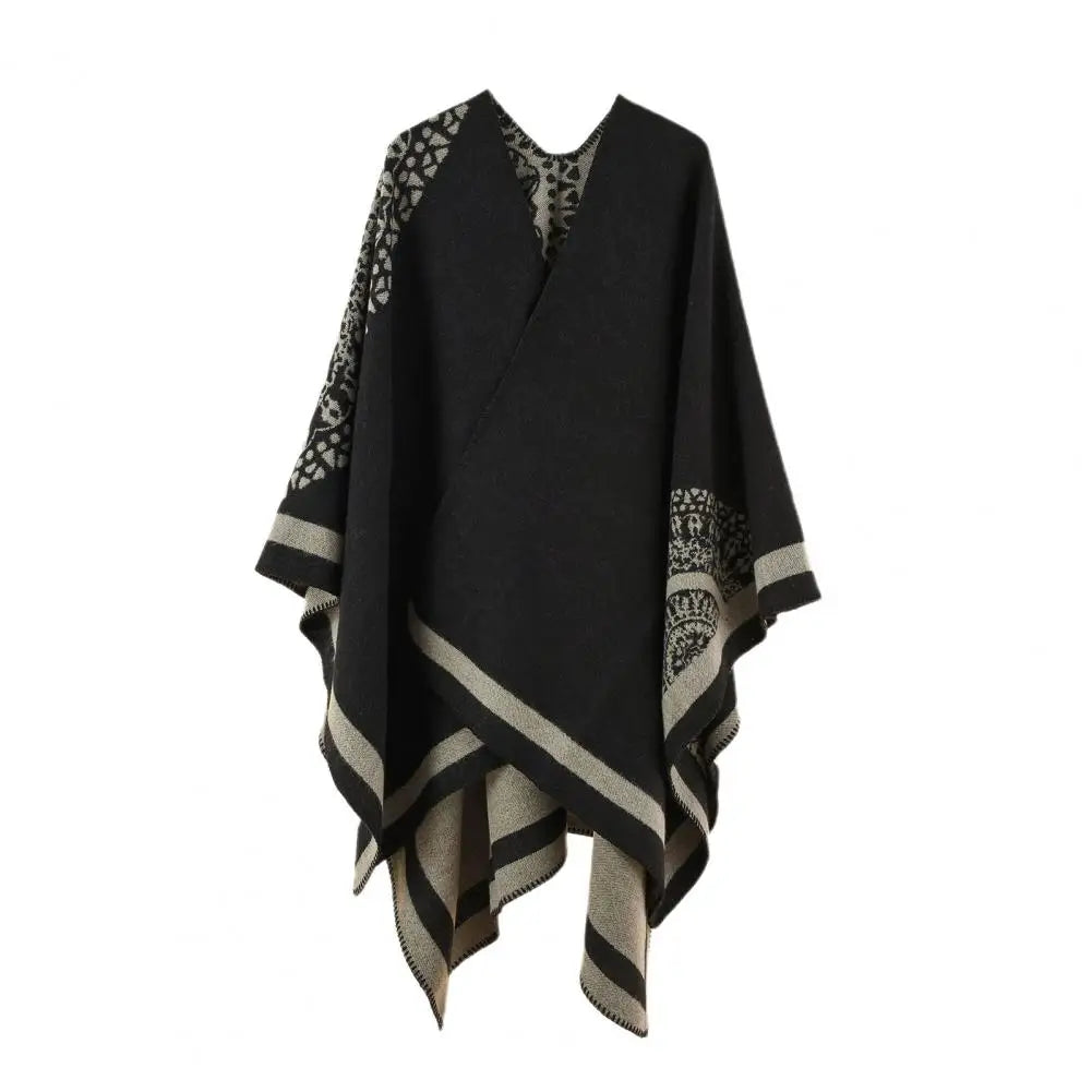 Women Poncho Thermal Patchwork Soft Touching Women Cape Coat Imitated