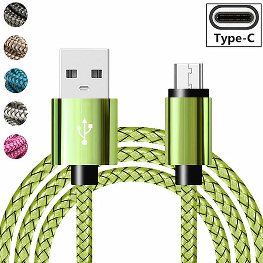 Braided USB C Type-C Fast Charging Data Charger Cable Cord 3/6/10FT For Samsung for Samsung Galaxy A51 A71 A5 A70 A81 M31 A12 S21 S10 S10E S9 A50