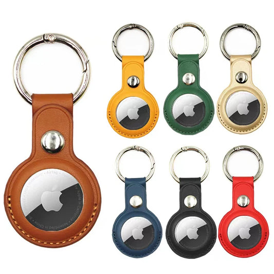 Leather Protective Case For Apple Air Tags Keychain Locator Protective Cover Bag Fashion Pendant Air Tag Accessories- Protective Leather Case Tracker Cover with Air tag Key Ring Compatible New Air Tag Dog Collar