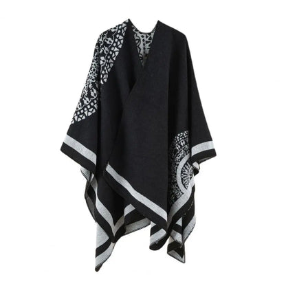 Women Poncho Thermal Patchwork Soft Touching Women Cape Coat Imitated