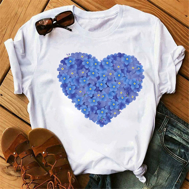 Love Summer Oil Painting Heart Printing Women's All-Match Notes