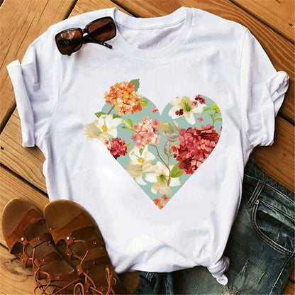 Love Summer Oil Painting Heart Printing Women's All-Match Notes