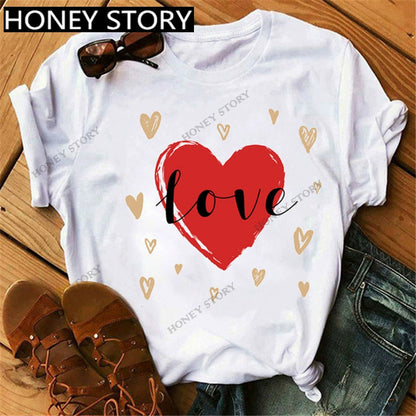 Love Summer Oil Painting Heart Printing Women's All-Match Notes