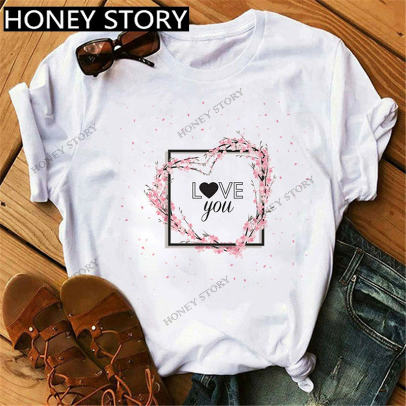 Love Summer Oil Painting Heart Printing Women's All-Match Notes