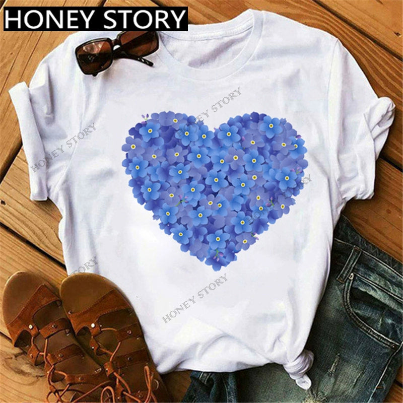 Love Summer Oil Painting Heart Printing Women's All-Match Notes