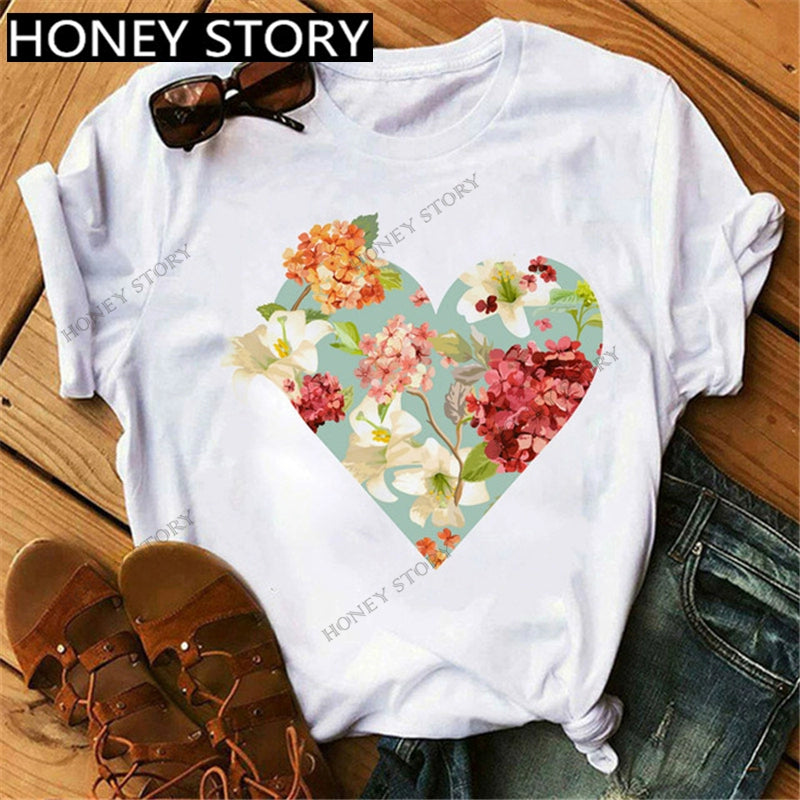 Love Summer Oil Painting Heart Printing Women's All-Match Notes