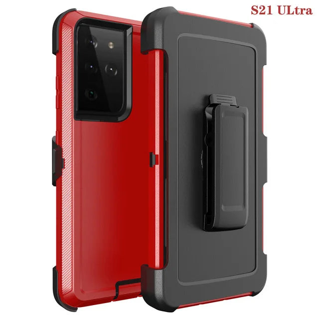 3 IN1 For Samsung Galaxy S22 S21 S20 S23 S24 ULTRA S10 Plus Note 20 10 9 8 Heavy Duty Armor Shockproof + Belt Clip Case Cover