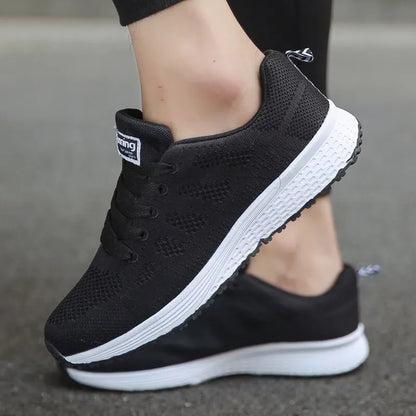 Women Casual Shoes Fashion Breathable Walking Mesh Flat Shoes Sneakers White Female Footwear