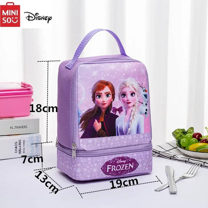 Disney New Cartoon Cute Student School Bag Double High Capacity Layer Lunch Bag Children's Portable Lunch Box Student Lunch Bag