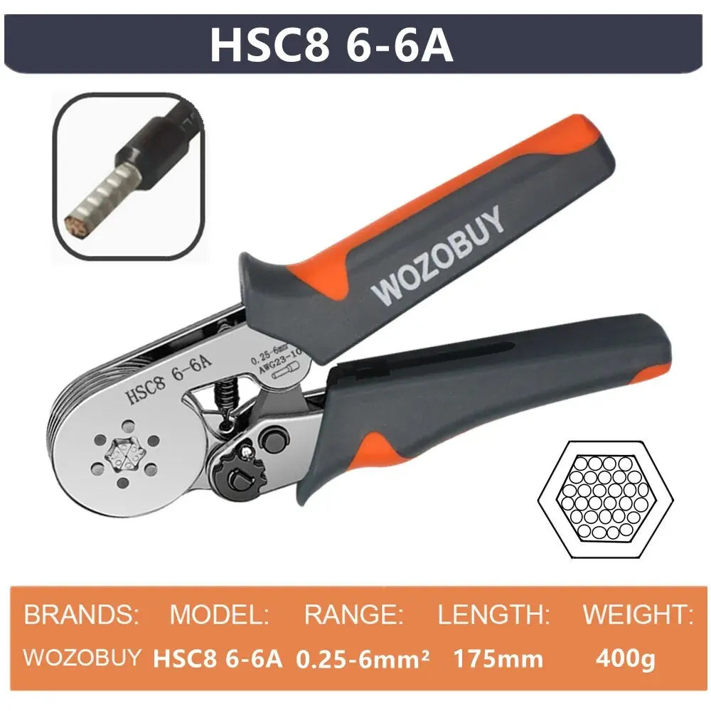 Ferrule Sleeves Terminal Crimping Tools Mini Electrical Pliers HSC8 6-4/6-6(0.25-10mm²/0.25-6mm²) Wire Connection Repair Clamp set