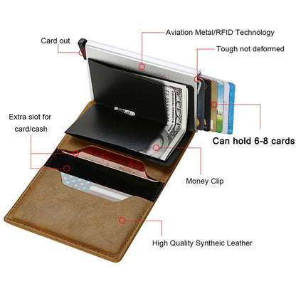 Anti thief RFID credit card holder smart minimalist wallet pocket men women slim cardholder bank cash credit card case bag purse