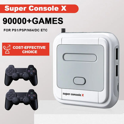 Kinhank Super Console X 64GB, Retro Game Console Built-in 90,000+ Games, Video Game Console Systems for 1080P/720P Output, Compatible with PS1/PSP/MAME/ATARI, WIFI/LAN, 2 Wireless Controllers