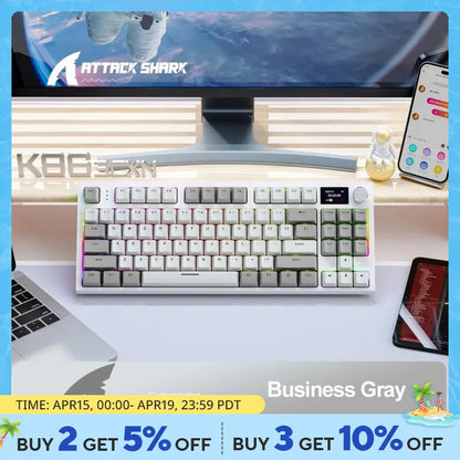 K86 Wireless Hot-Swappable Mechanical Keyboard Bluetooth/2.4g With Display Screen and Volume Rotary Button for Games and Work