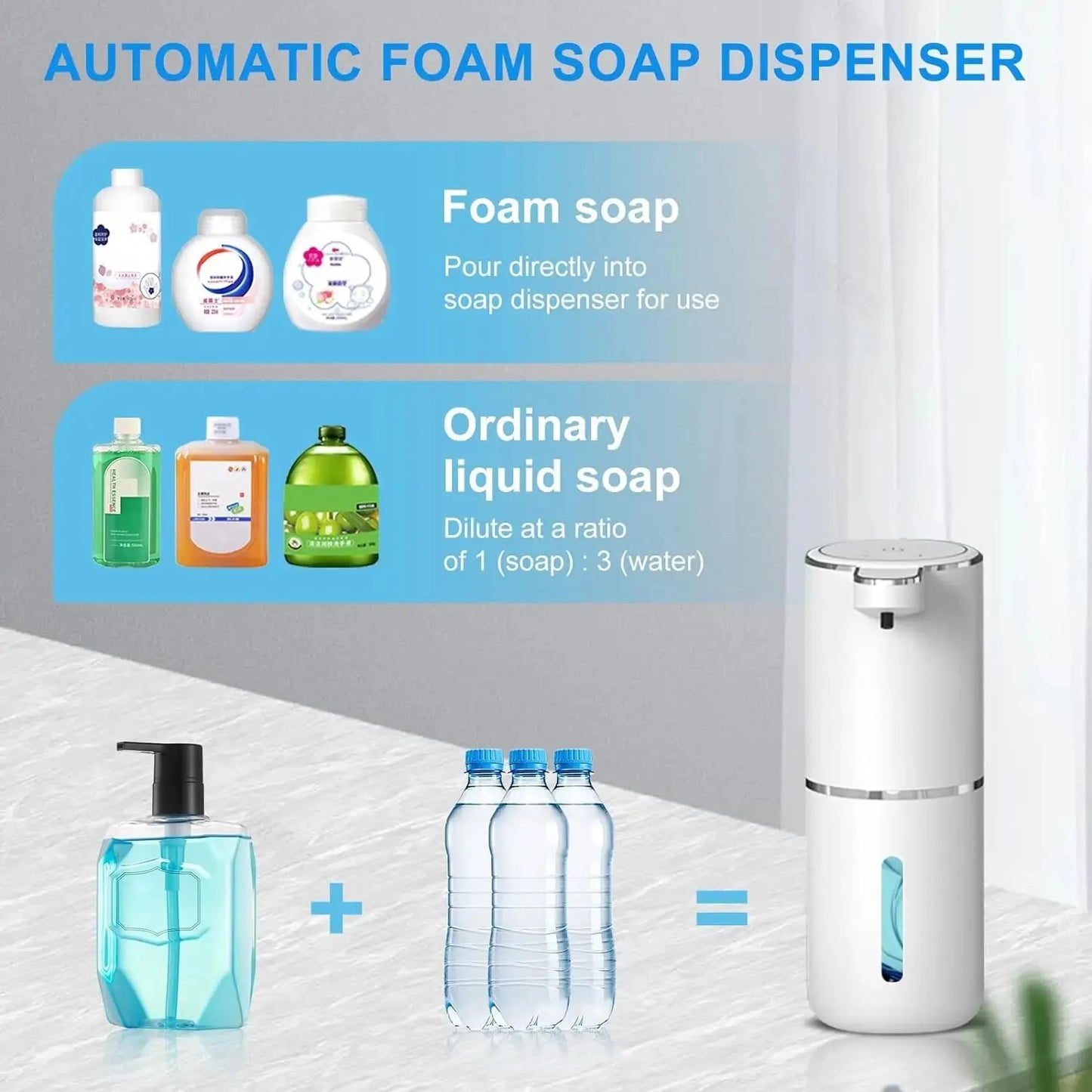 Touchless Foaming Automatic Soap Dispenser  380ml USB Rechargeable Electric 4 Level Adjustable Foam Soap Dispenser