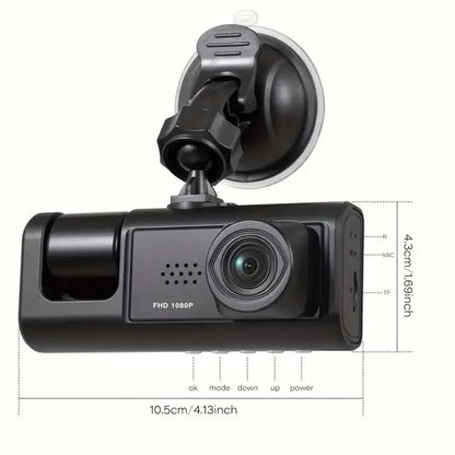 Dash Cam W/ IR Night Vision Loop Recording & 2" IPS Screen 1080P 3 Camera-New