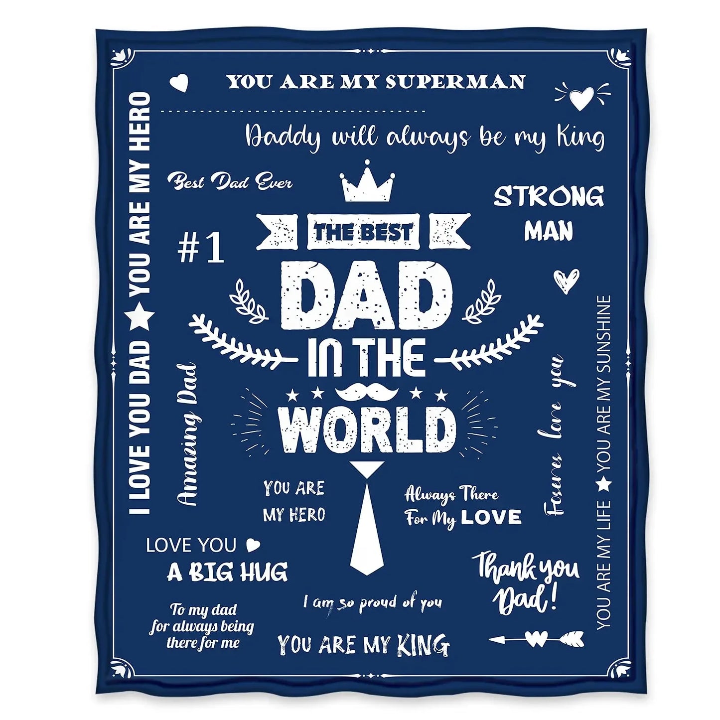 Styleship-Dad Blanket The Best Dad Print Throw Blanket，Soft Cozy Luxury for Father Daddy Papa Pappy Grandpa，Men Gift for Fathers Day Birthday Christmas