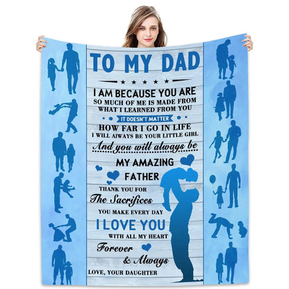 Styleship-Dad Blanket The Best Dad Print Throw Blanket，Soft Cozy Luxury for Father Daddy Papa Pappy Grandpa，Men Gift for Fathers Day Birthday Christmas