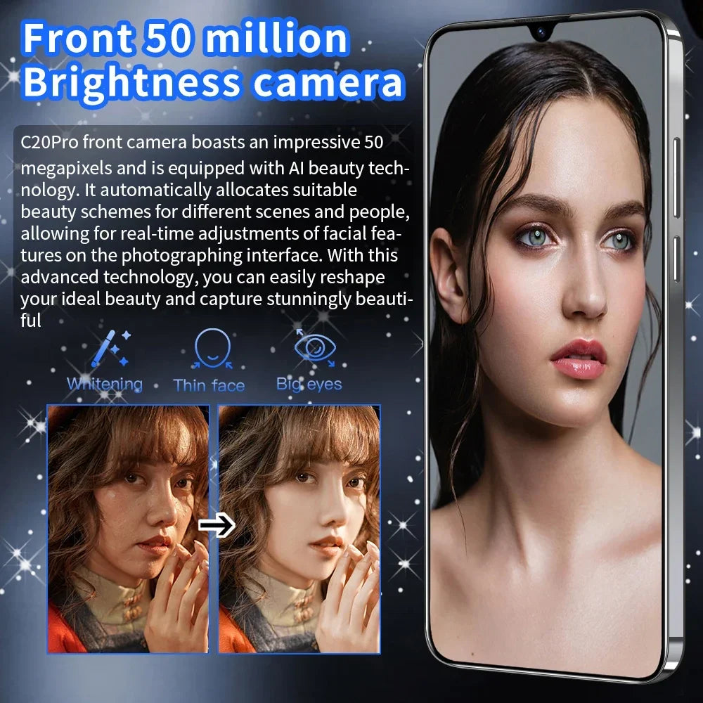 C20 Pro Cell Phone Unlocked, Android 13 Mobile Smartphone