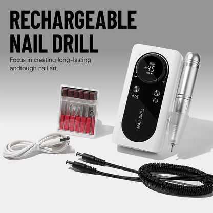 Electric Nail Drill Professional, 45000RPM Cordless Electric Nail File for Acrylic Gel Nails, Professional Nail Drill Manicure Pedicure Polishing Shape Tools for Home Salon Nail Drill Kits