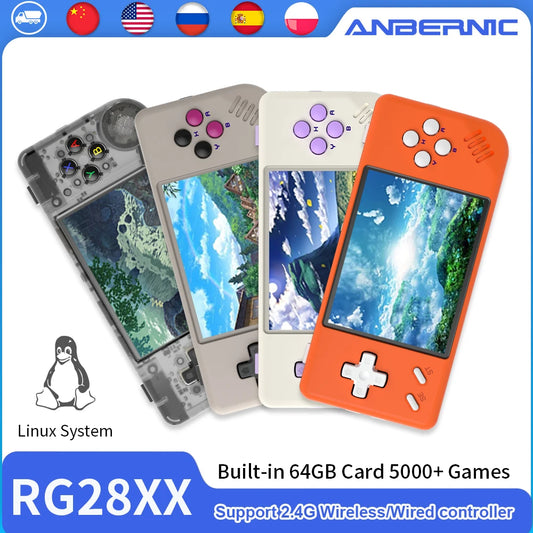 RG28XX Retro Handheld Game Console , 2.83 Inch IPS Screen Linux System Built-in 64G TF Card 5516 Games Support Multimedia Application and HDMI TV Output