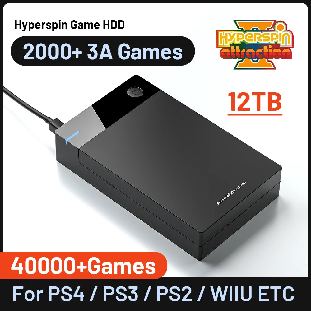 Video Game Console KINHANK  Hyperspin Gaming HDD With 40000+ Retro Games For PS4/PS3/PS2/DC/SS/MAME/WII/WIIU Portable HDD PC/Laptop