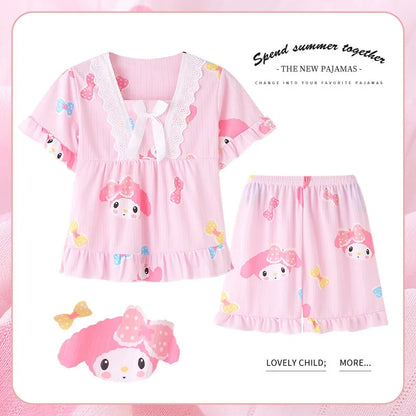 Children's Air Conditioning Clothing Set Girls' Pajamas Sleepwear Robe Mother Kids