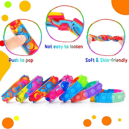 Party Favors- 12PCS Fidget Toys Pop Bracelet Party Favors Bubble Bracelets Push