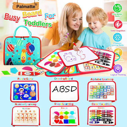 Busy Board Montessori Toys for Toddlers Sensory Toys Gifts for 1 2 3 4 Year Old Boys & Girls Preschool Toddler Activities Educational Travel Toy Learning Basic Dress Skills