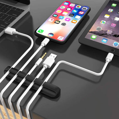 Multi USB Cable Organizer Cord Management Charger Desktop Clip Wire Holder