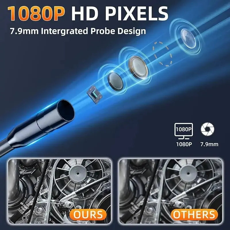 Industrial Endoscope Camera 8mm HD1080P 4.3inch IPS Screen 1080P Pipe Inspection Camera for Car Repair IP67 Waterproof