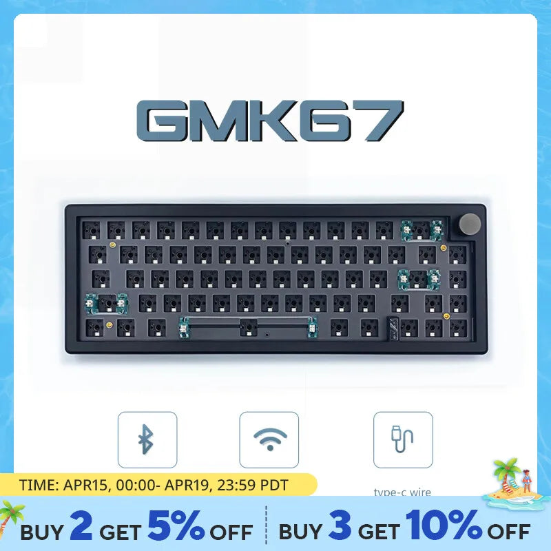 Hot Swappable Mechanical Keyboard Gasket Bluetooth 2.4G RGB Backlit Gasket Structure Keyboard 3