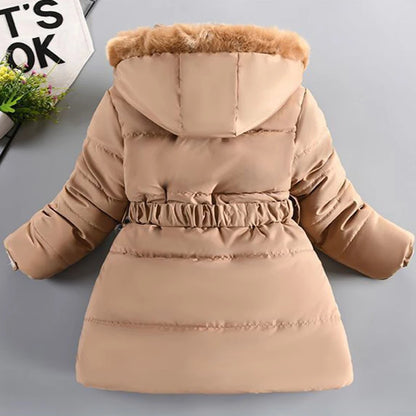 4-12 Years Winter Girls Jacket Fur Collar Warm Princess Coat