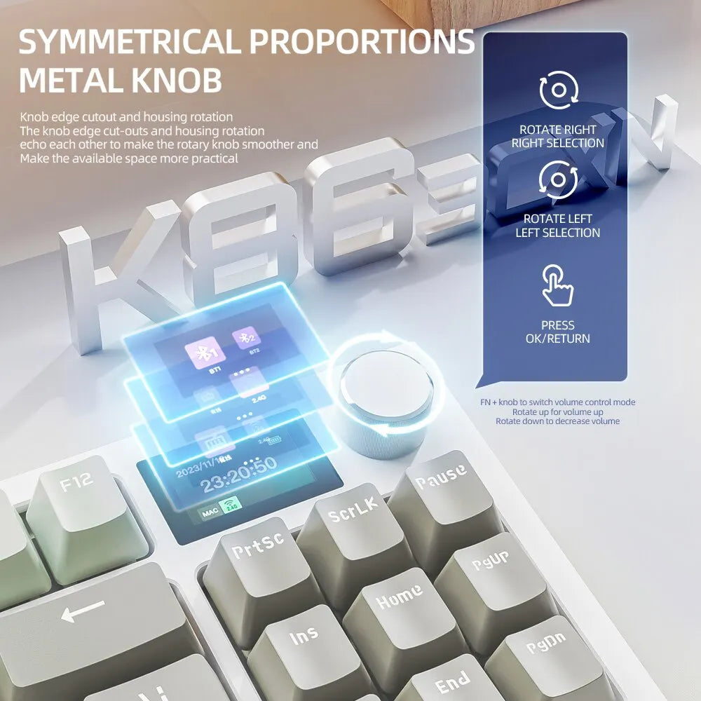 K86 Wireless Hot-Swappable Mechanical Keyboard Bluetooth/2.4g With Display Screen and Volume Rotary Button for Games and Work