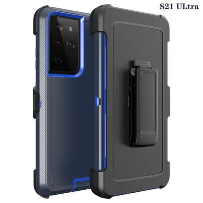 3 IN1 For Samsung Galaxy S22 S21 S20 S23 S24 ULTRA S10 Plus Note 20 10 9 8 Heavy Duty Armor Shockproof + Belt Clip Case Cover