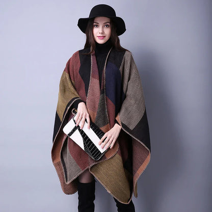 Women's Poncho Capes Casual Clothes Imitation Cashmere Cloak Ladies Scarves Bufanda Mujer Shawls Coat Wraps