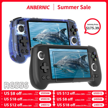 RG556 Retro Handheld Game Console, 5.48-Inch AM OLED Screen Android 13 System Built-in 128G SD Card Video Games Player for Adults Kids