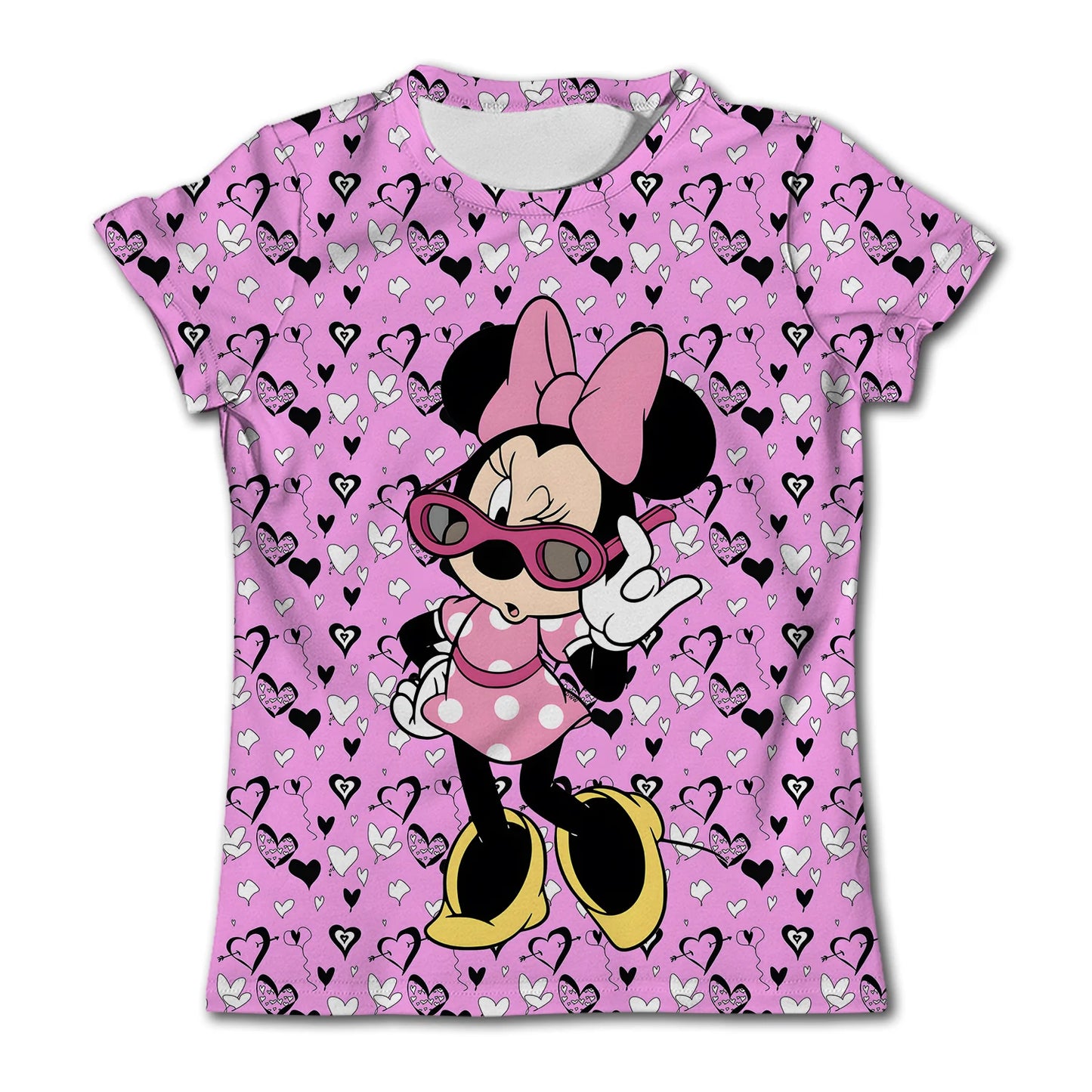 Disney Girls Graphic Tee Minnie Mouse Short Sleeves T-Shirt Top Summer Outfits Clothes