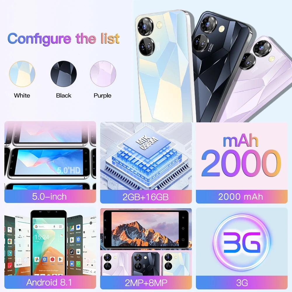 Camon 20 Pro Smartphone Android 5.0 inch 16GB ROM 2GB RAM 2+8MP Camera