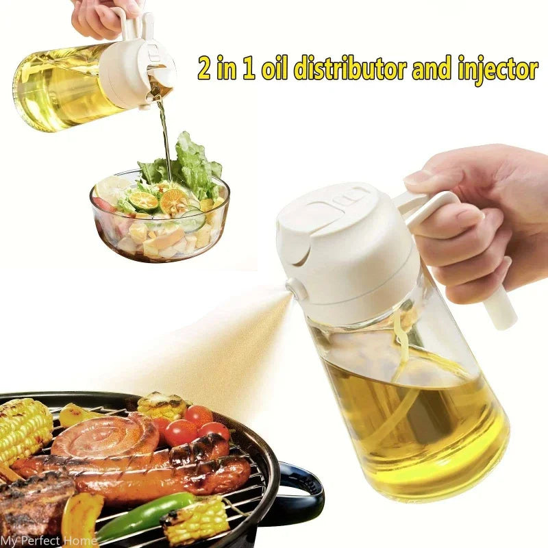 16Oz Oil Dispenser Bottle for Kitchen - 2 in 1 Olive Oil Dispenser and Oil Spray