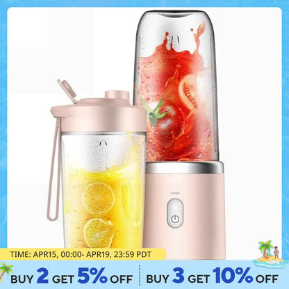 Mini Electric Blender Juicer Cup USB Rechargeable Fruit Smoothies Mixer Machine