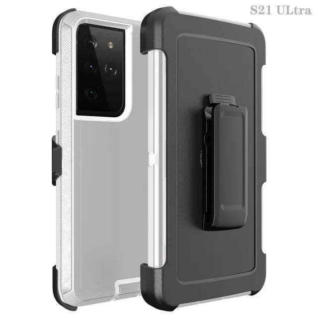 3 IN1 For Samsung Galaxy S22 S21 S20 S23 S24 ULTRA S10 Plus Note 20 10 9 8 Heavy Duty Armor Shockproof + Belt Clip Case Cover