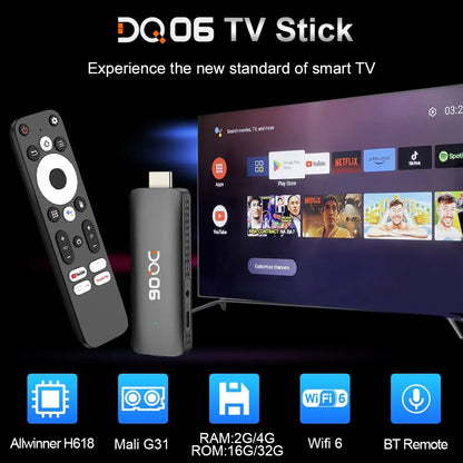 DQ06 ATV Mini TV Stick Android 12 H618 Quad Core Cortex A53 8K Video WiFi6