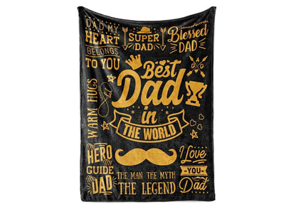 Styleship-Dad Blanket The Best Dad Print Throw Blanket，Soft Cozy Luxury for Father Daddy Papa Pappy Grandpa，Men Gift for Fathers Day Birthday Christmas