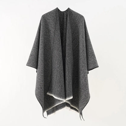 Women Cashmere Shawl Coat Lady Winter Cape With Band Spring Autumn Cardigan Classic Cloak Soft