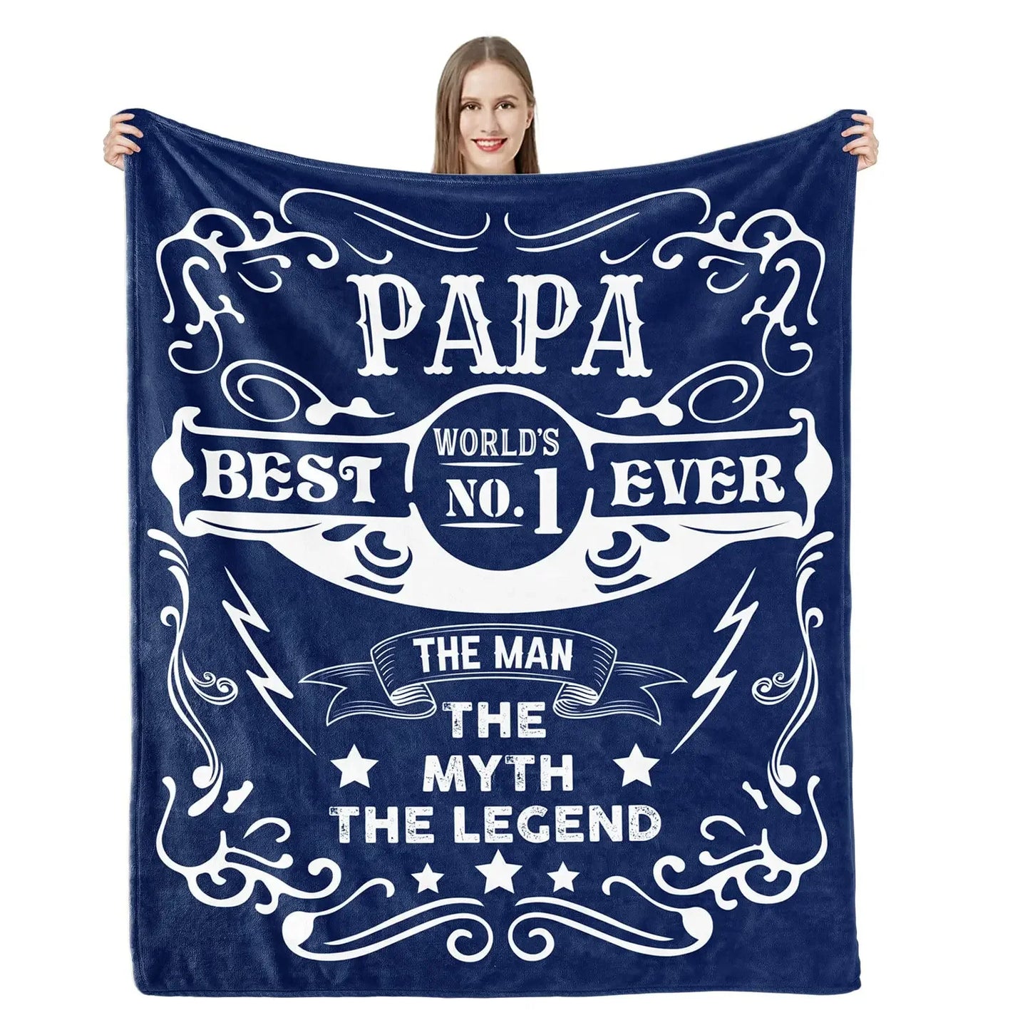 Styleship-Dad Blanket The Best Dad Print Throw Blanket，Soft Cozy Luxury for Father Daddy Papa Pappy Grandpa，Men Gift for Fathers Day Birthday Christmas