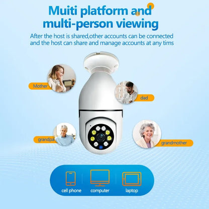 5G/2.4G Wifi E27 Bulb Surveillance Camera Night Vision Full Color Automatic Human Tracking 4X Digital Zoom Video Security Monitor Cam