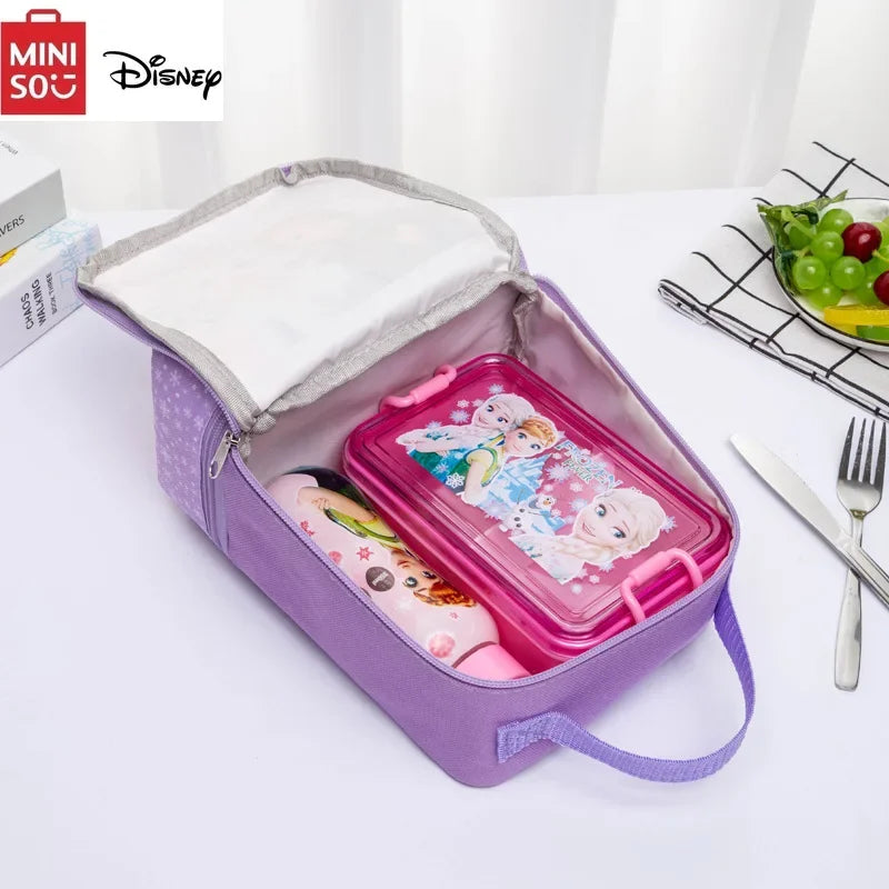 Disney New Cartoon Cute Student School Bag Double High Capacity Layer Lunch Bag Children's Portable Lunch Box Student Lunch Bag